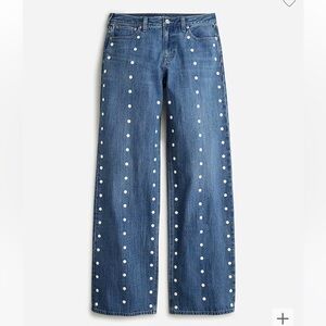J Crew Lower-rise wide-leg jean with pearls
